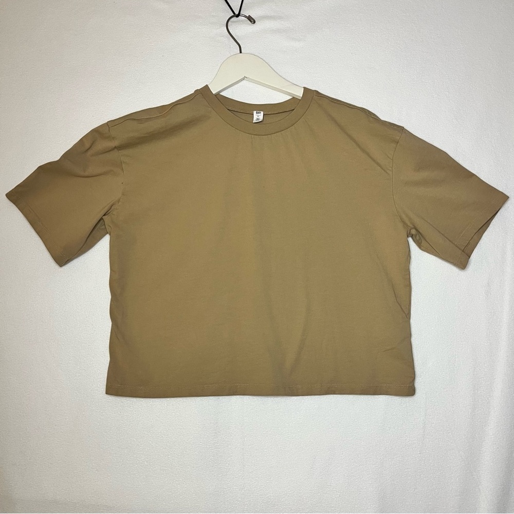 BP. Women's Classic Casual Tan Crew Neck Short Sleeve Crop Tee Top Size Medium